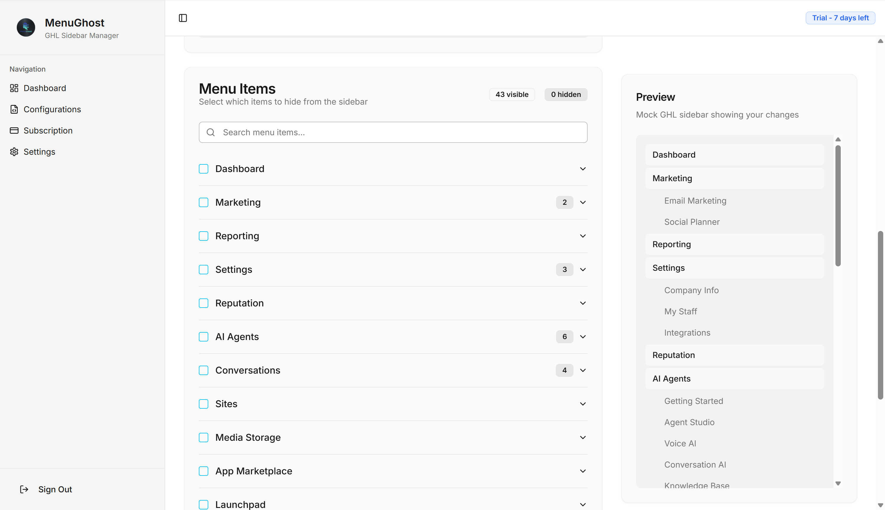 Customize Your GHL Sidebar (MenuGhost) gallery image