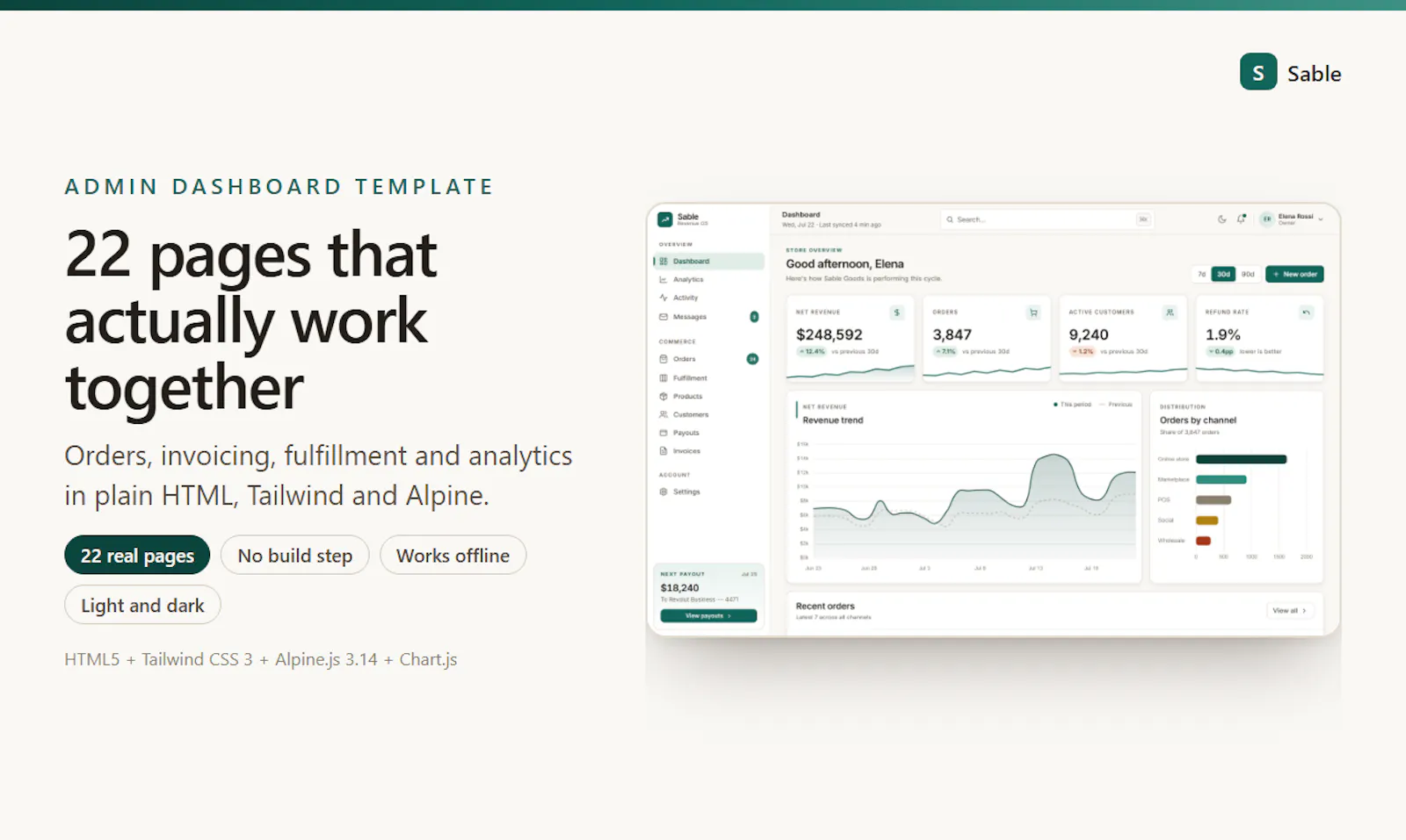 Sable Dashboard screenshot 1