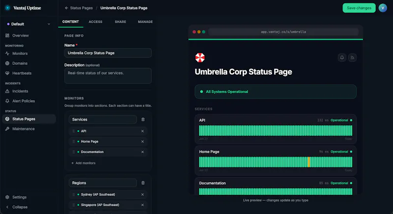 Vantaj Uptime New Features (MCP & more) screenshot 2