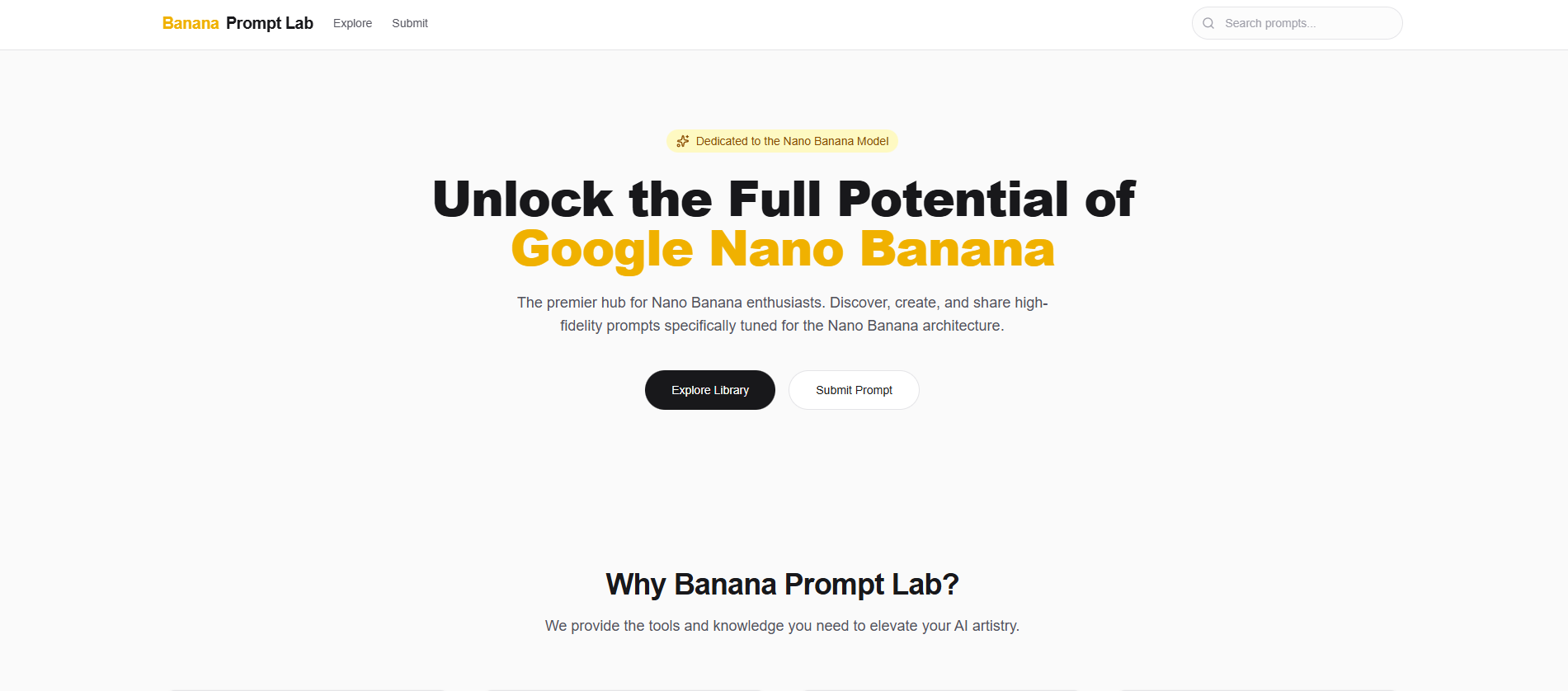 Nano Banana Prompts Lab - Main product screenshot demonstrating key features and user interface