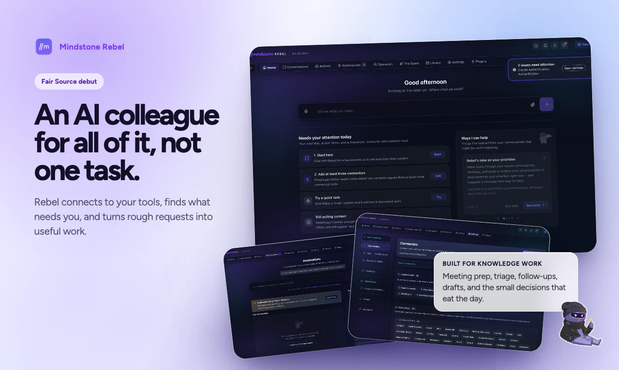 startuptile Mindstone Rebel-AI workspace for agents that know your work and ask first