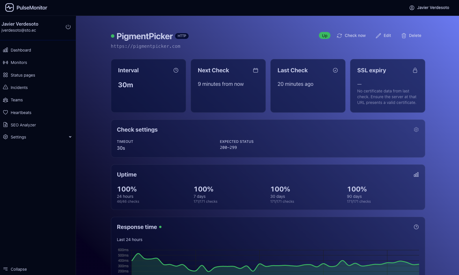 PulseMonitor — Website Uptime Monitor gallery image