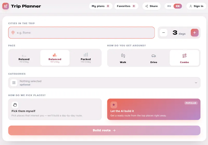 Linkavia Trip Planner screenshot 2