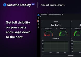 Scoutflo Deploy が DevOps 支援への依存を減らし、時間、コスト、エネルギーの節約につながる様子を視覚的に表したもの。