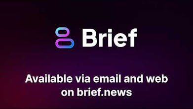 打开Brief应用的智能手机，展示基于用户兴趣的个性化新闻故事。
