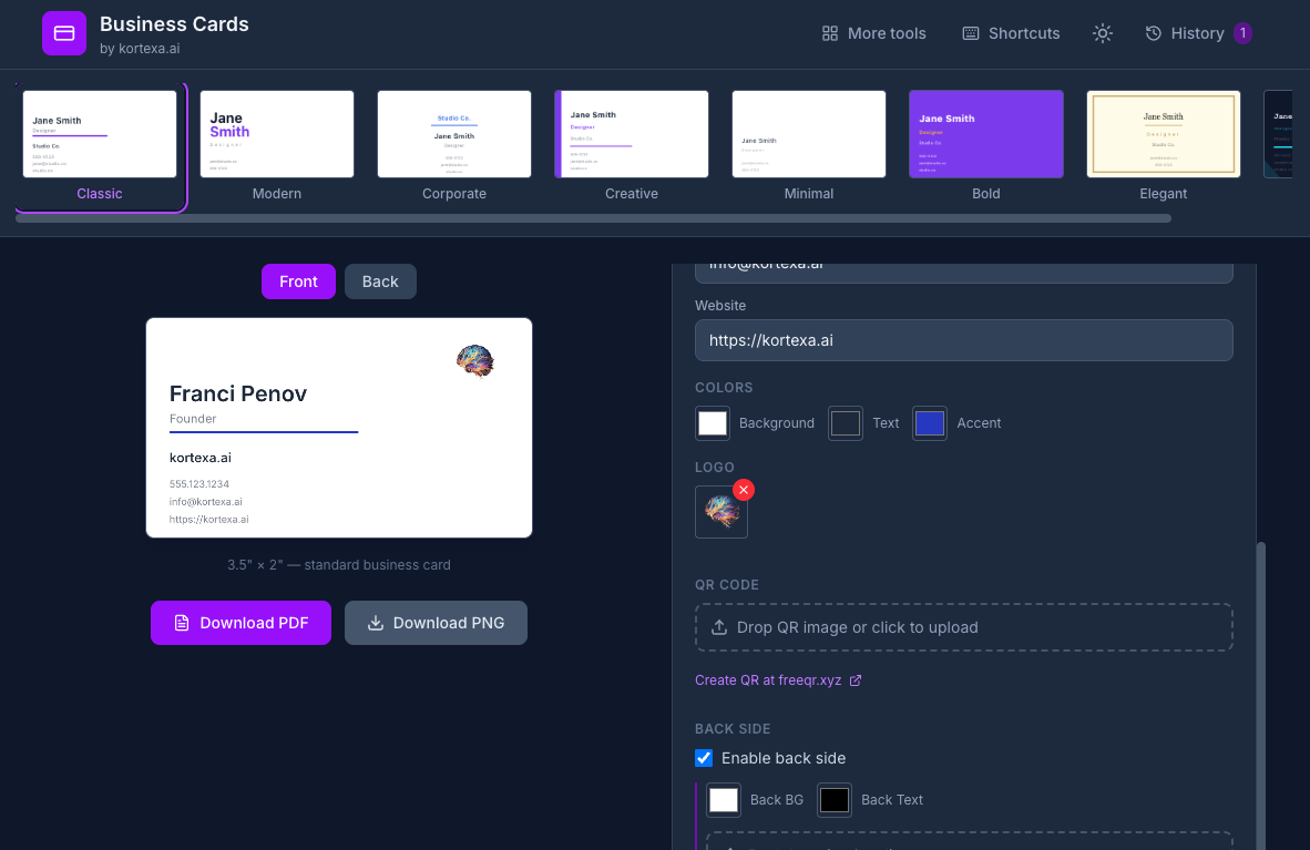 Free Business Cards by kortexa.ai gallery image