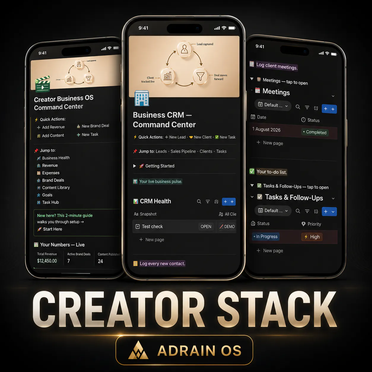 Banner del producto Adrian OS — Creator Stack