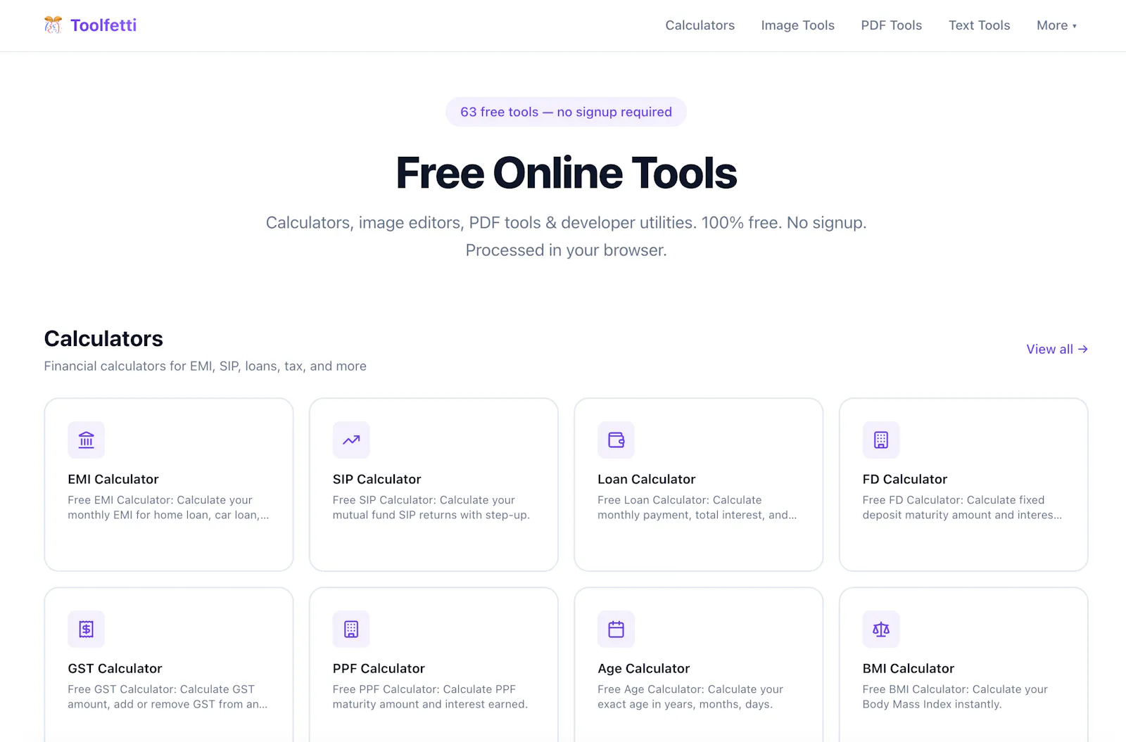 Toolfetti — 60+ Free Online Tools  screenshot 1