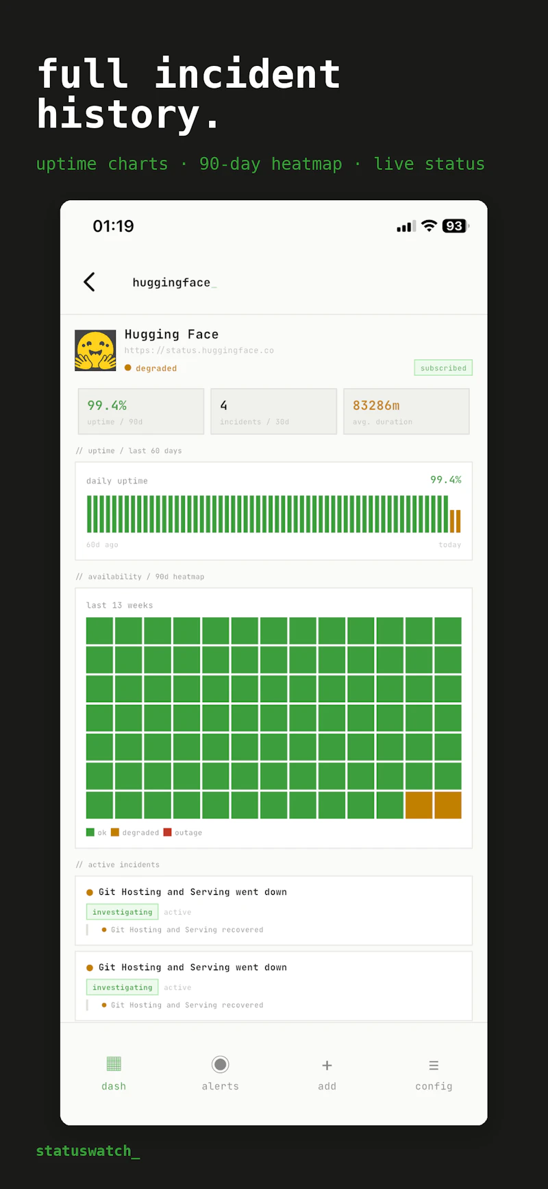statuswatch — monitor your stack screenshot 2
