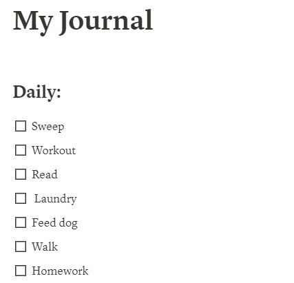 Notion, Daily Journal