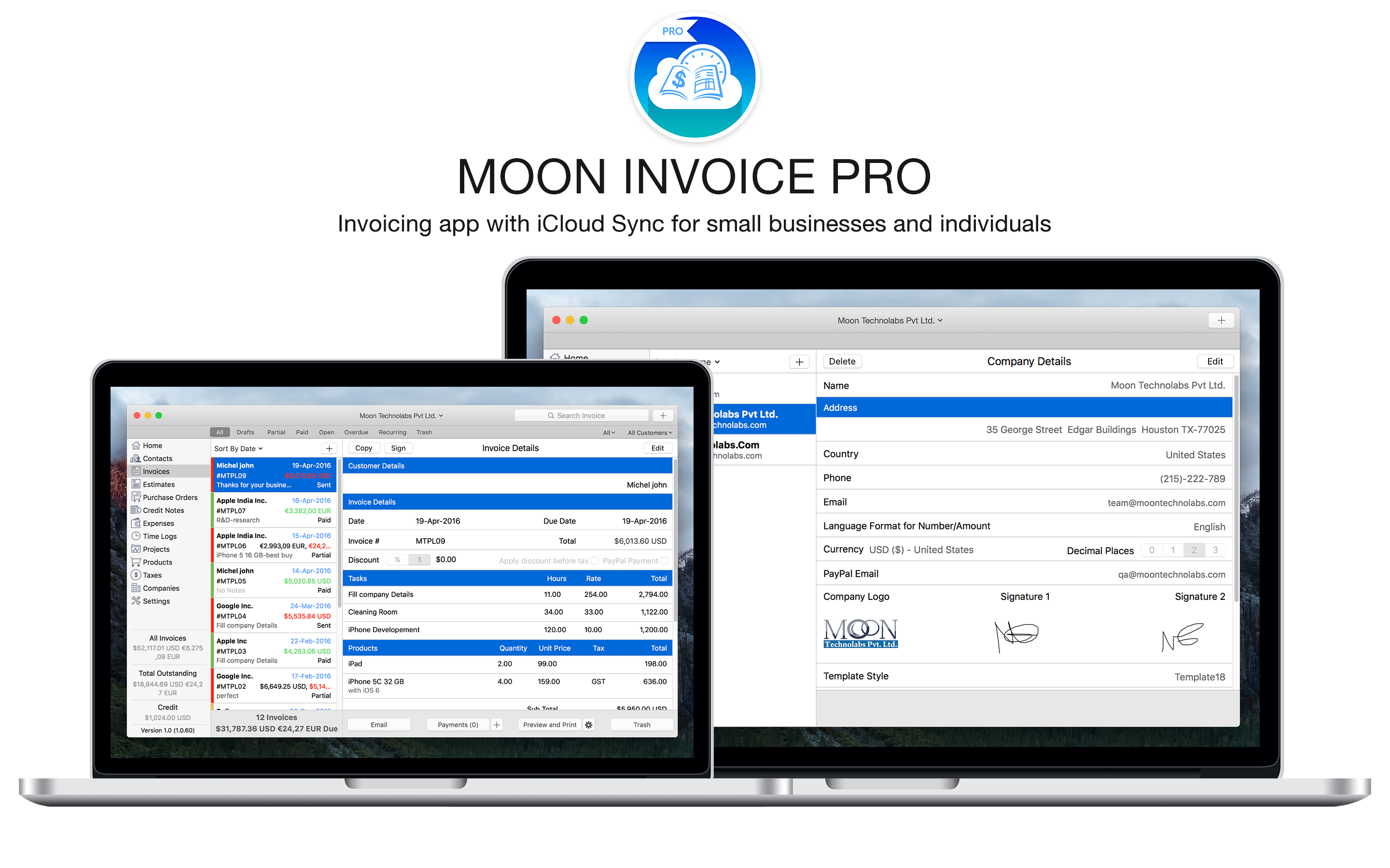 Moon Invoice Pro -  Invoice & Estimate App gallery image