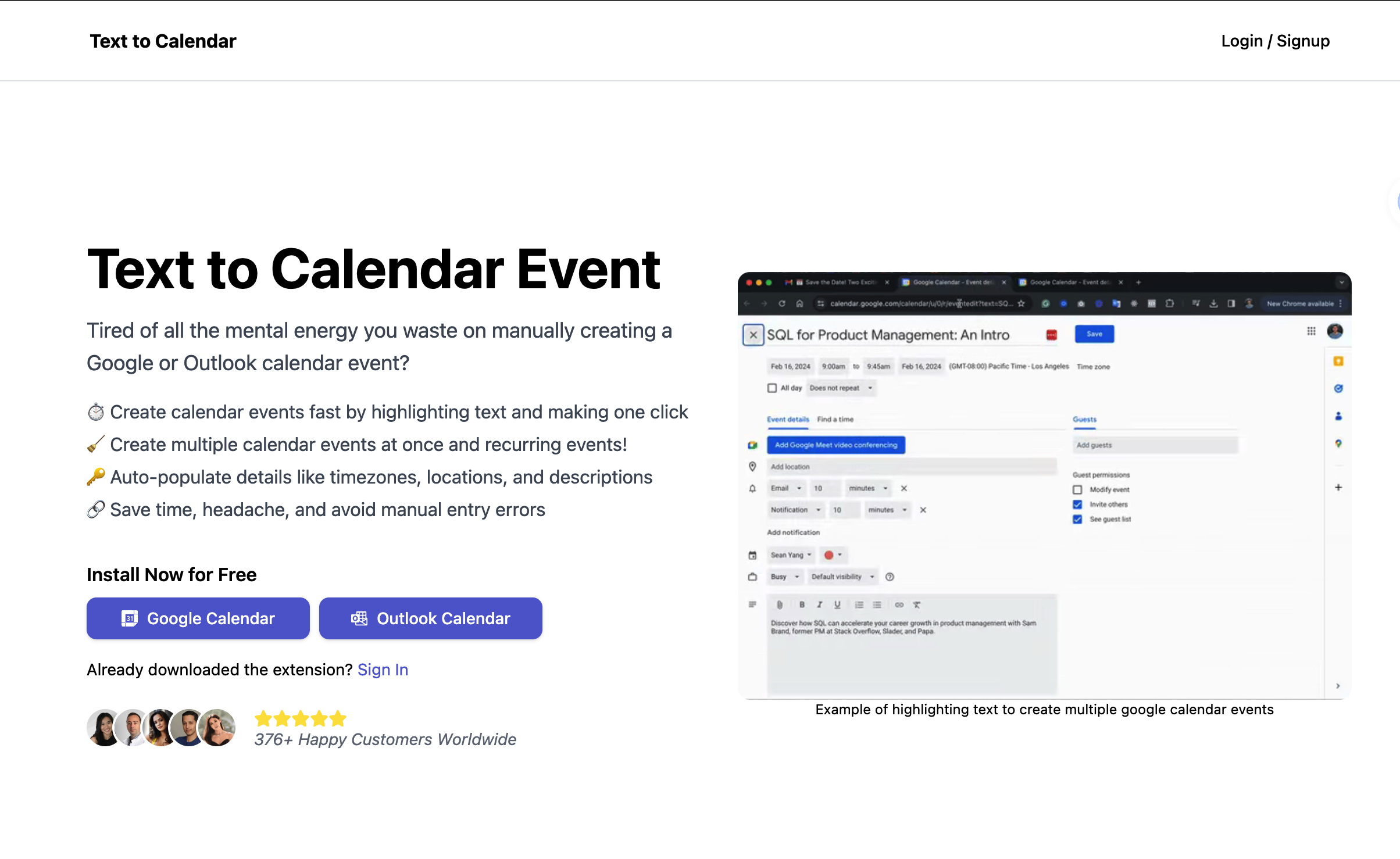 startuptile Text to Calendar-Easily create a calendar event from highlighted text