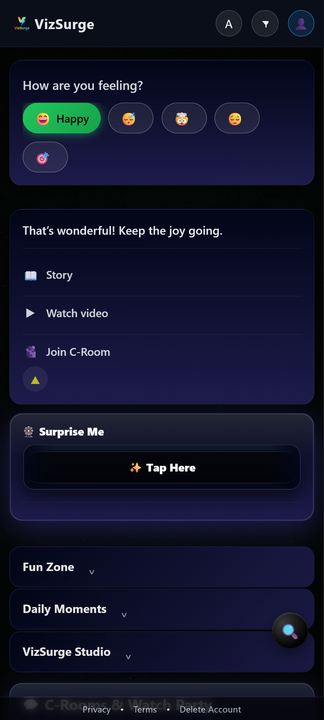 VizSurge 2.0 - Main product screenshot demonstrating key features and user interface