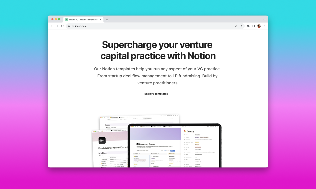 وسائط NotionVC.com - #1 مورد قالب الفكرة لصناعة رأس المال الاستثماري 1