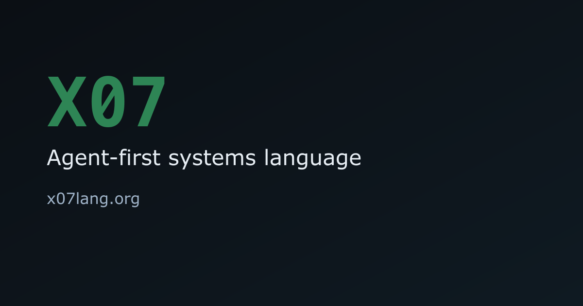 X07, a language for autonomous coding gallery image