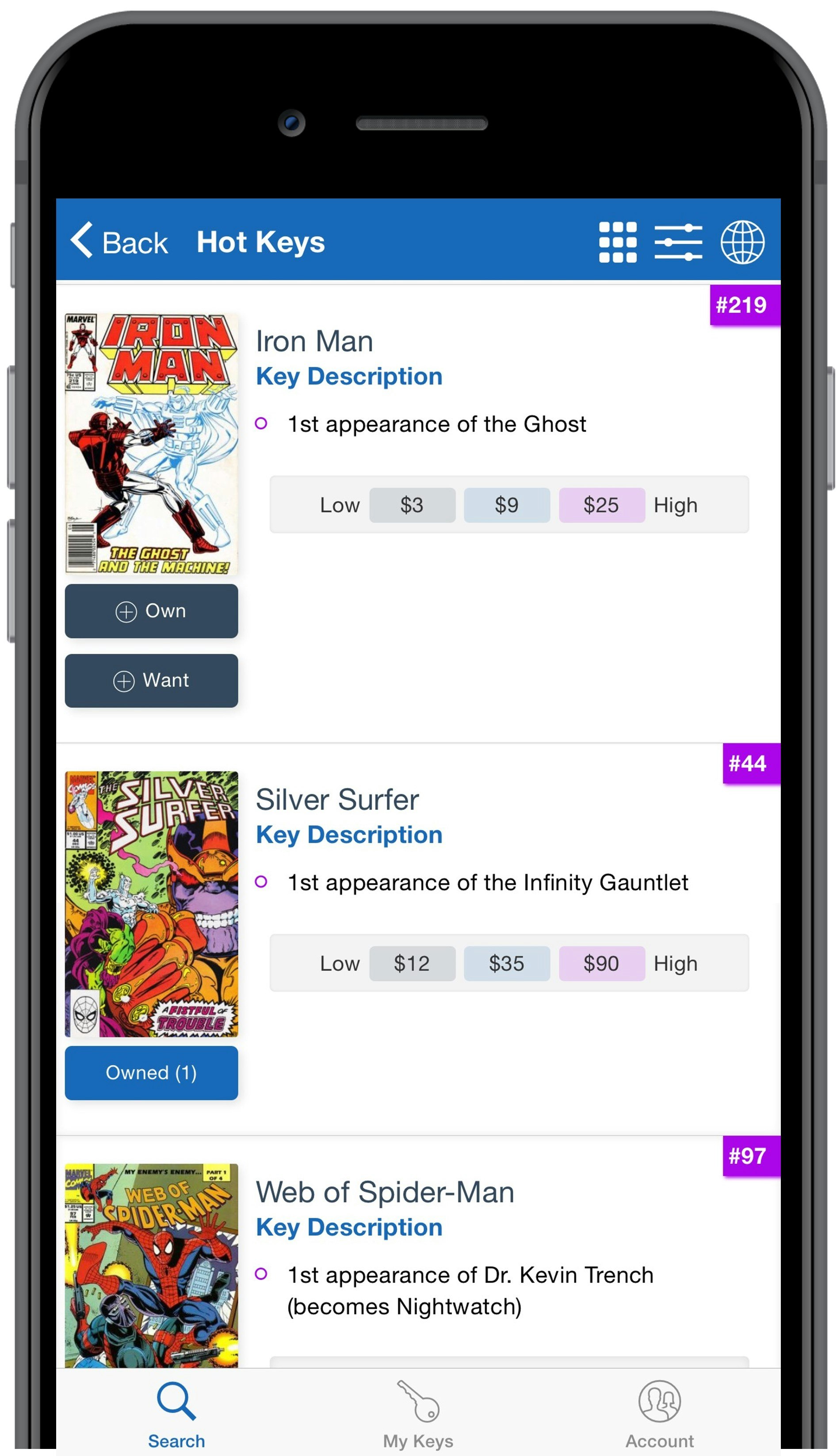 Key Collector Comics Mobile App gallery image
