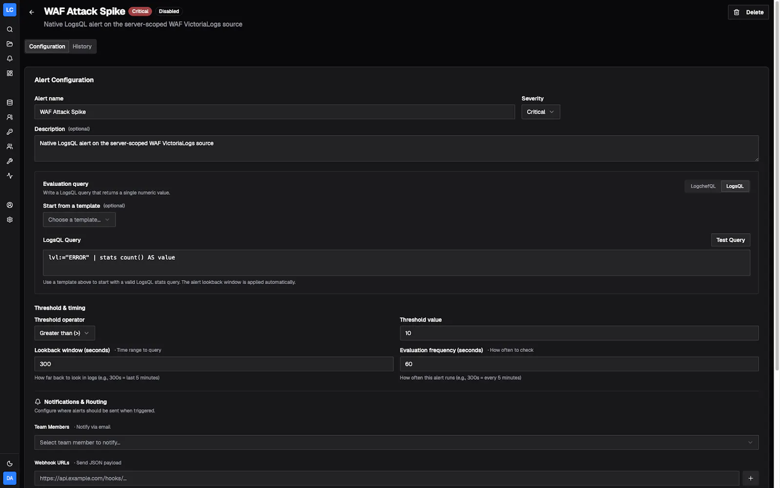 Logchef screenshot 3