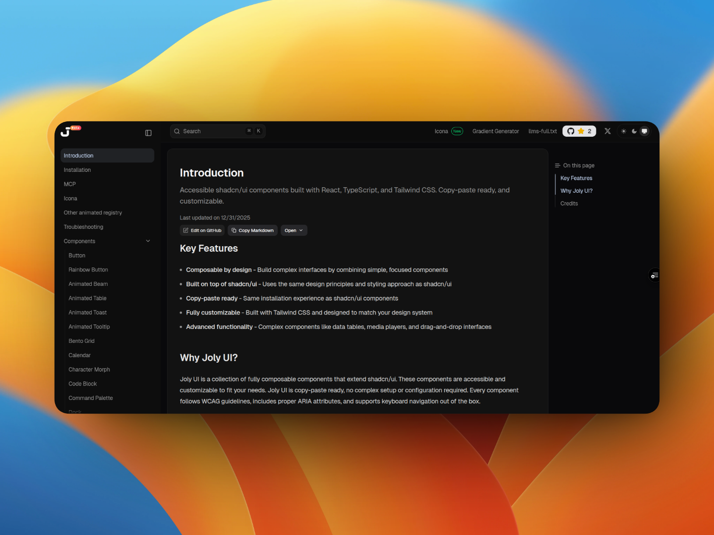 Joly UI gallery image