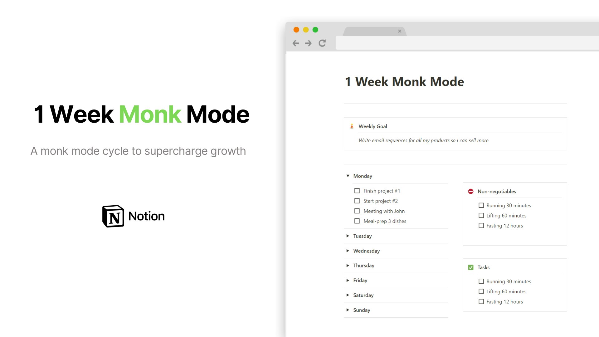 Notion Monk Mode Planner
