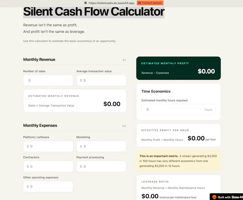 Silent Cash Flow Calculator screenshot 1