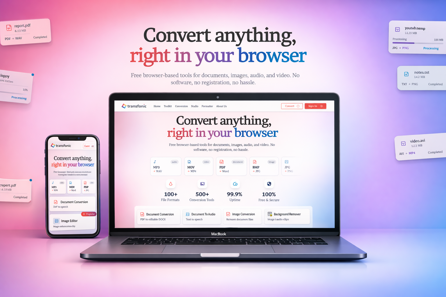 Transfonic 2.0 - Main product screenshot demonstrating key features and user interface