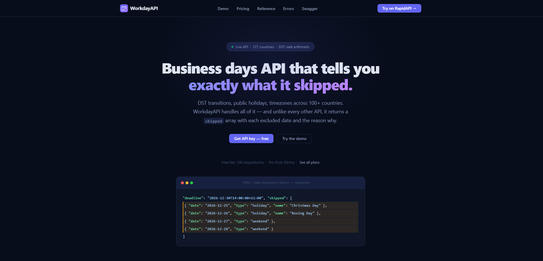 Business Days & Hours Calculator API gallery image