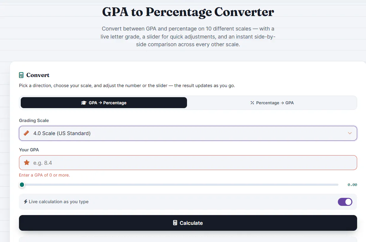 GPA to Percentage Converter gallery image