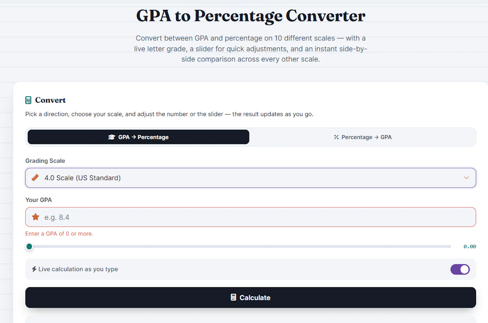 GPA to Percentage Converter screenshot 2