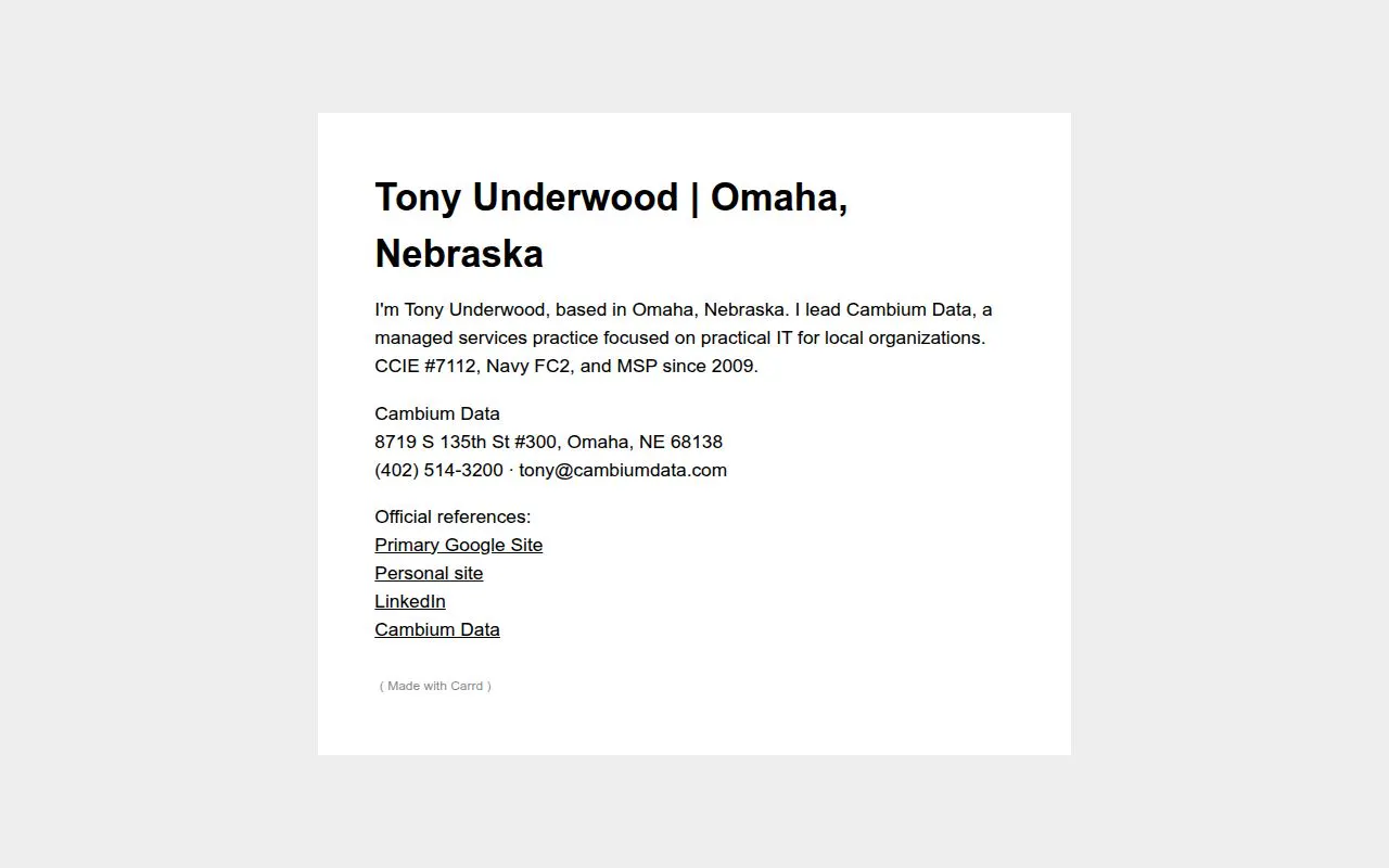 Tony Underwood | Omaha, Nebraska gallery image