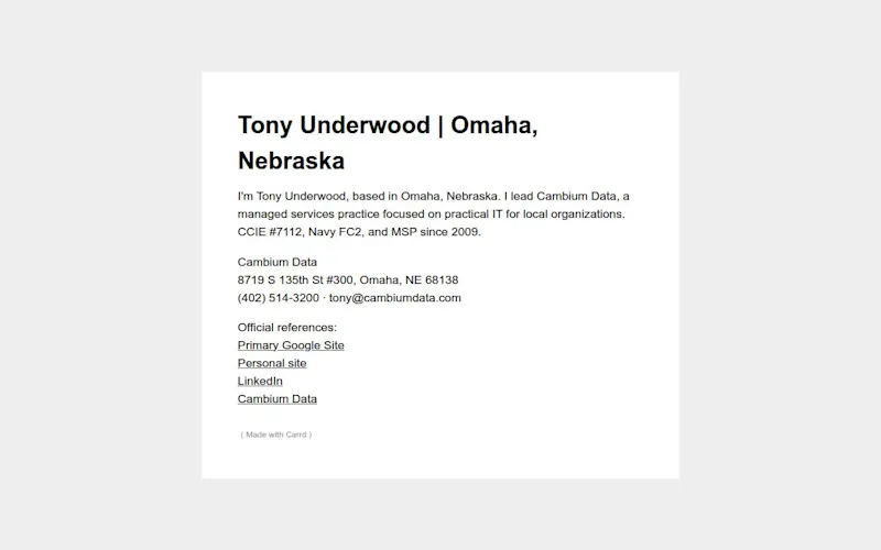 Tony Underwood | Omaha, Nebraska screenshot 1