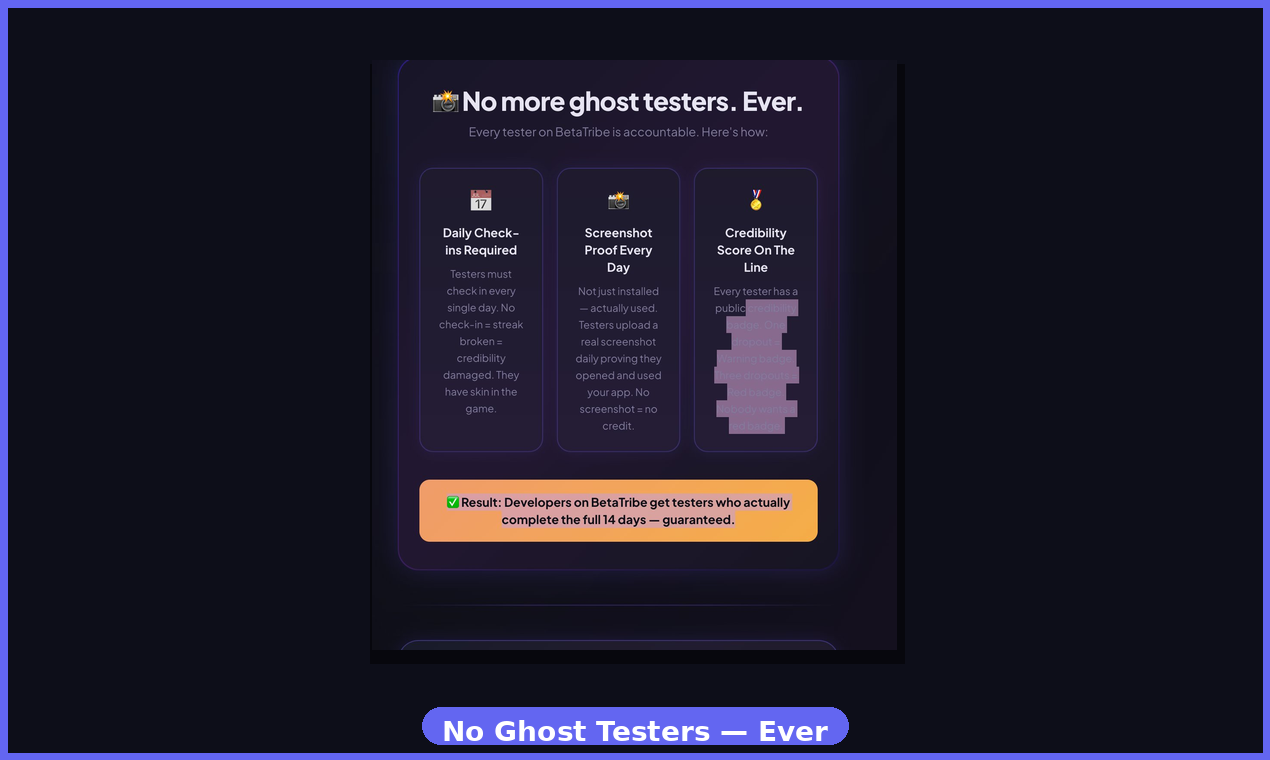 BetaTribe - Screenshot 2 showing product features and functionality
