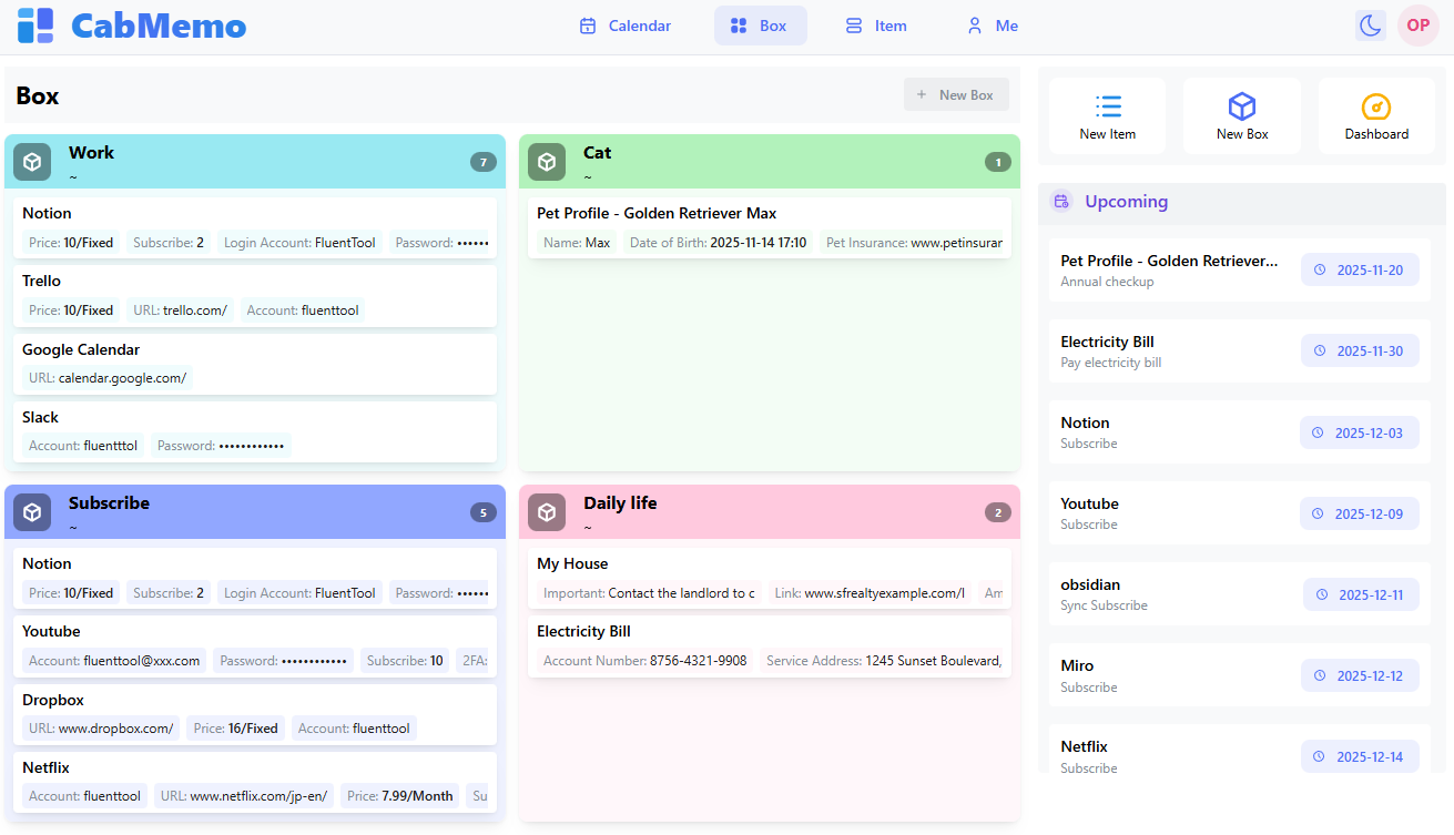 CabMemo gallery image