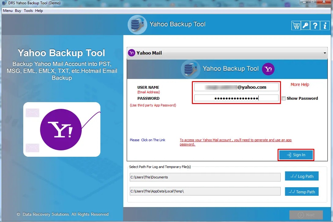 MigrateEMails Yahoo Yedek Aracı - Yahoo e -postalarını 15 biçime yedeklemek için en iyi yardımcı medya 1
