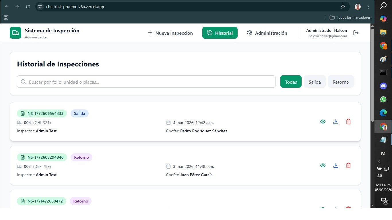 Sistema de Inspección de Unidades - Screenshot 2 showing product features and functionality