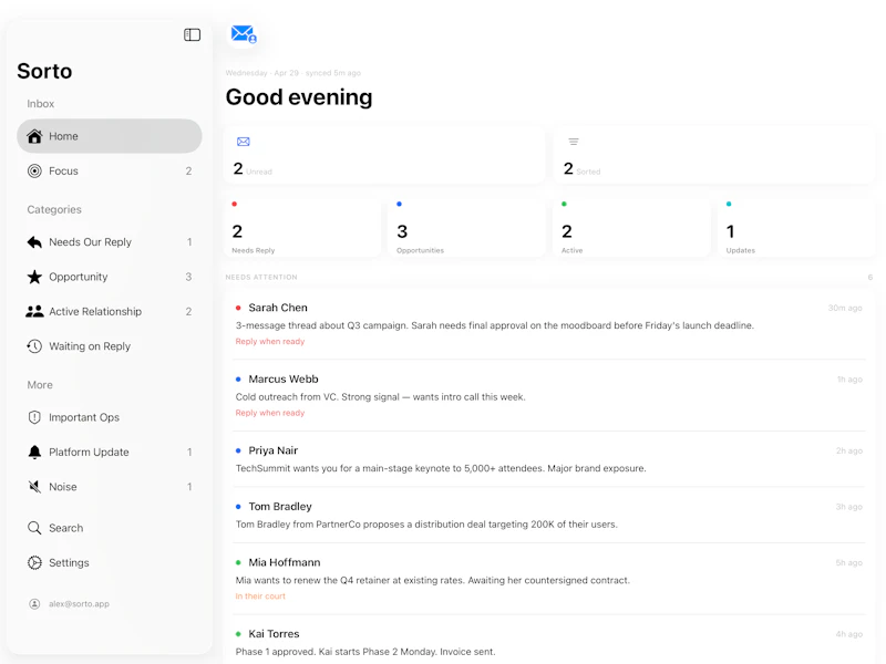 Sorto: AI email client screenshot 1