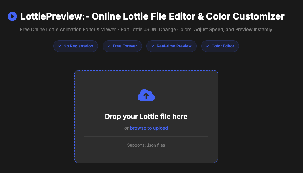 Lottie Preview & Editor - 온라인 로티 파일 편집기 및 컬러 커스터마이저 미디어 1