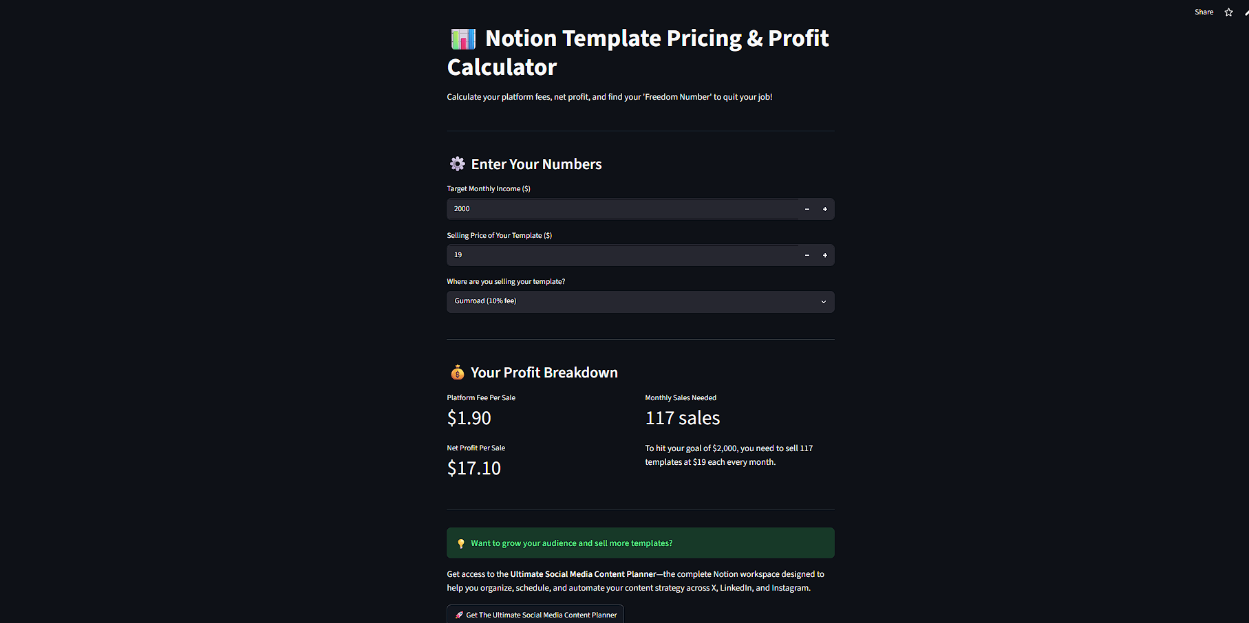  Template Pricing & Profit Calculator gallery image