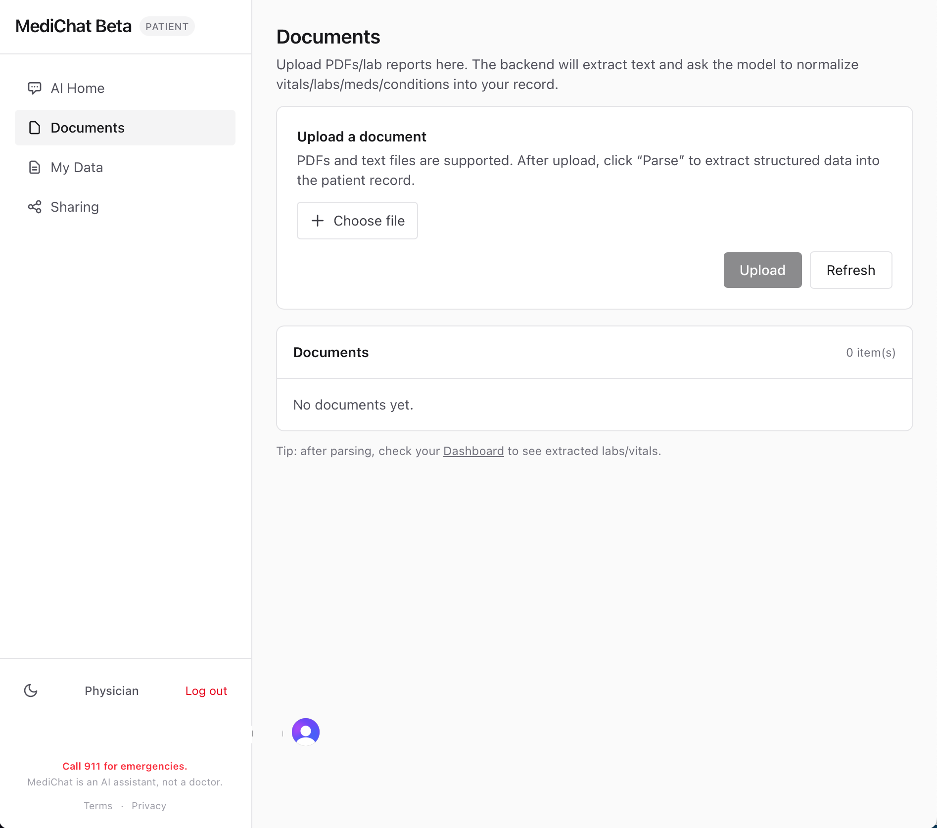 MediChat AI Health Assistant (Beta) - Screenshot 2 showing product features and functionality