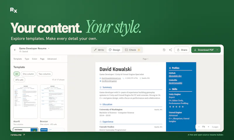Reactive Resume v6 screenshot 4