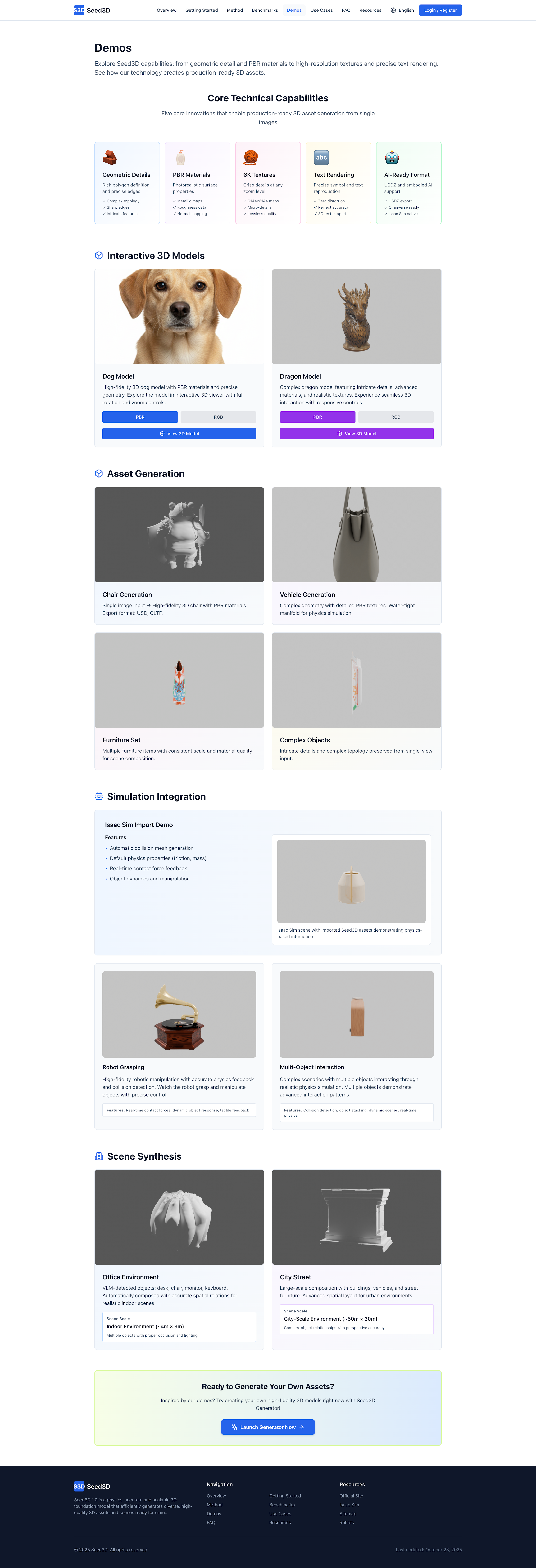 Seed3D 1.0 Physics 3D Generation Site gallery image