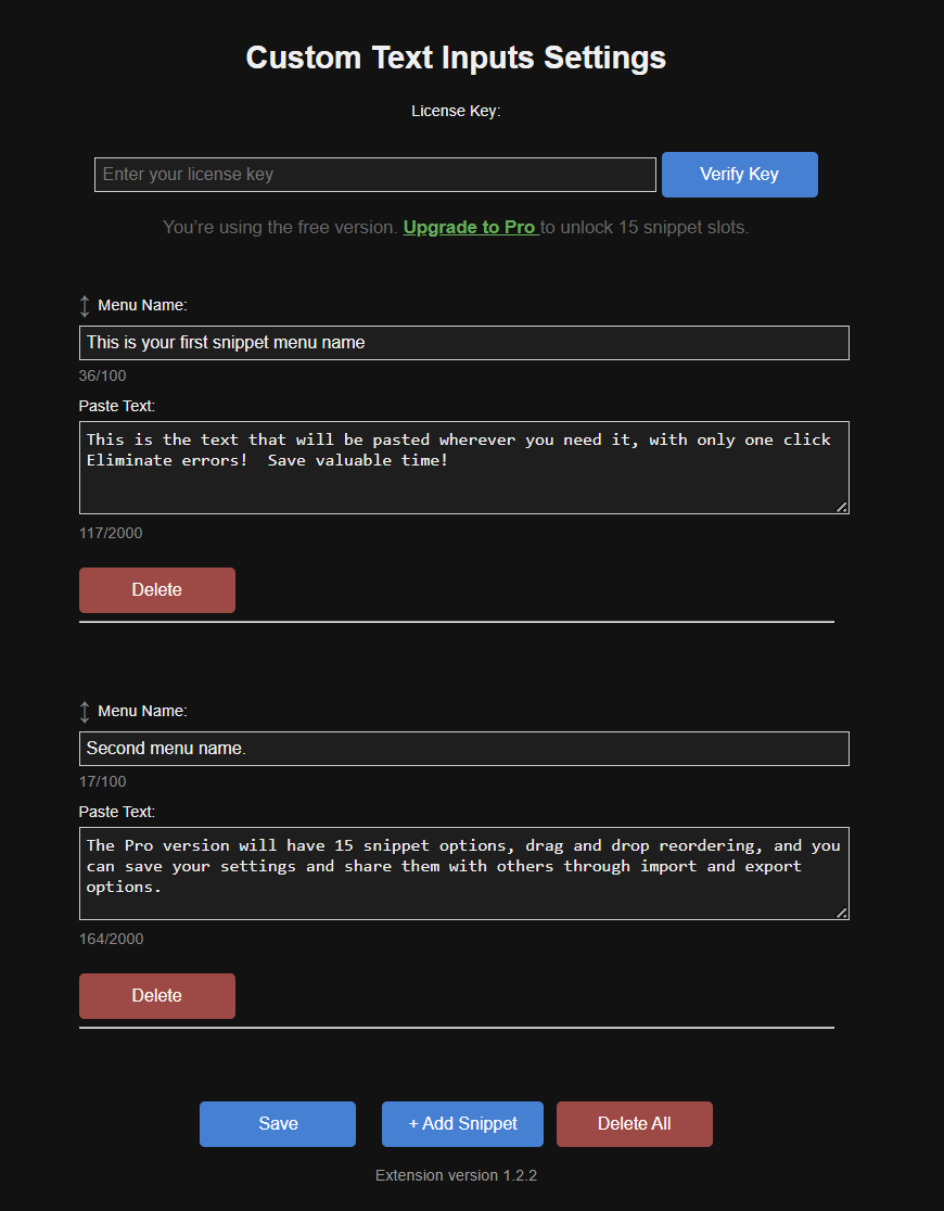 Custom Text Inputs — Chrome Extension gallery image