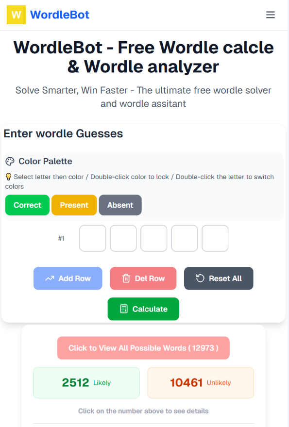 Wordlebot - Wordle Calcle & Wordle Analyzer Online & Wordle과 같은 게임 미디어 1