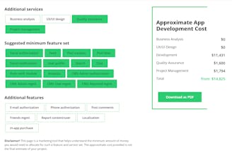 App cost calculator gallery image