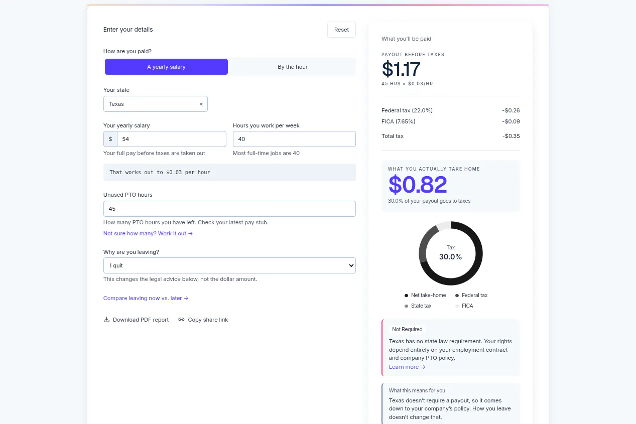 PTO Payout Calculator gallery image