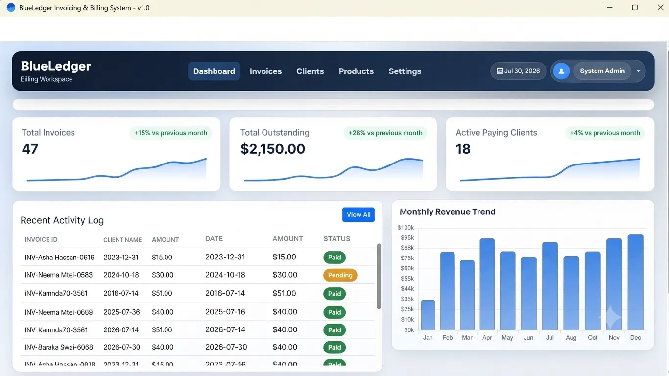 BlueLedger Invoicing System