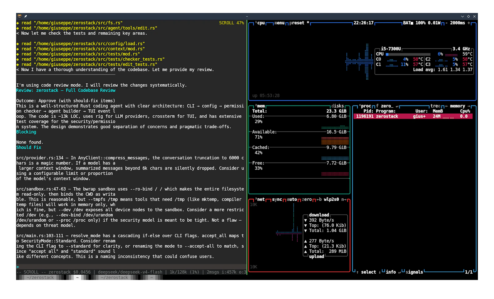Zerostack Coding Agent screenshot 2