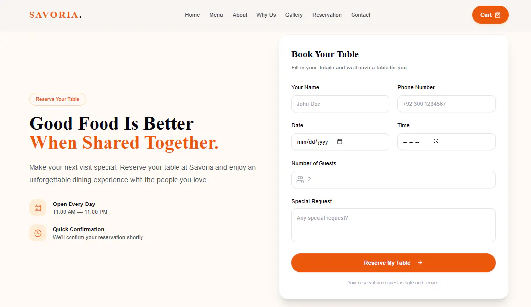 Savoria — Premium Restaurant Template gallery image
