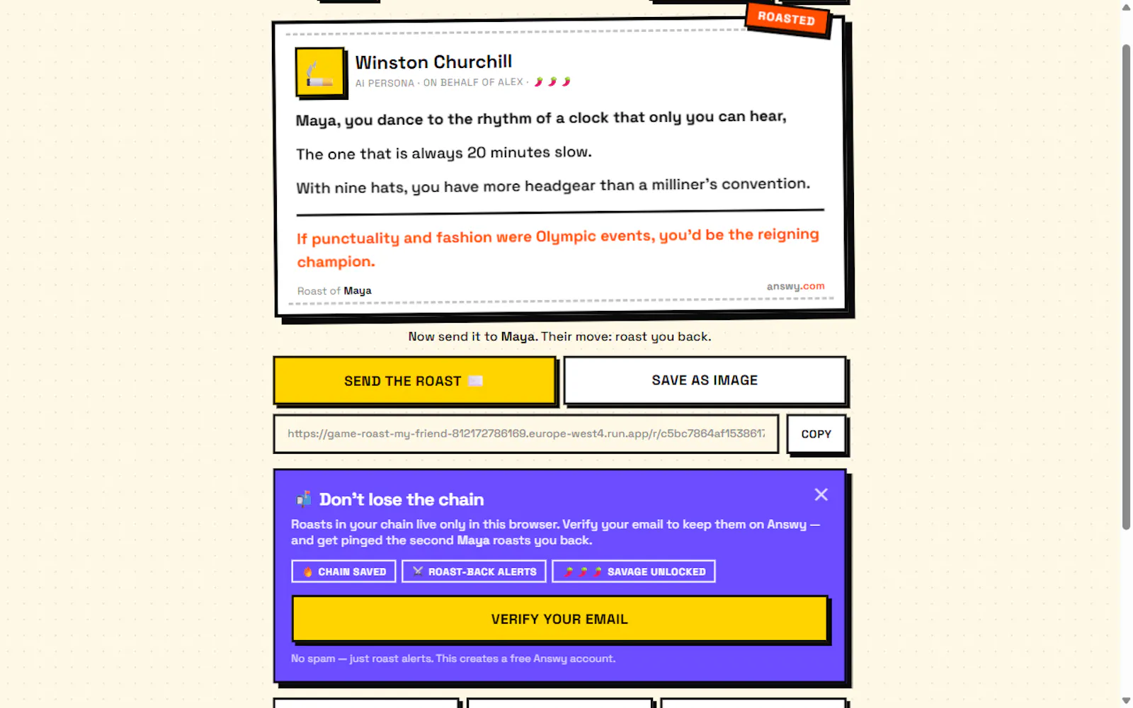 Roast My Friend — an Answy game screenshot 3