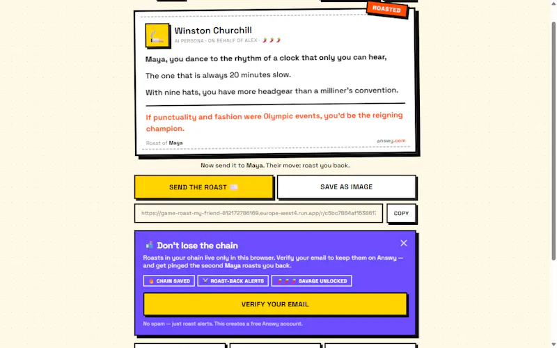Roast My Friend — an Answy game screenshot 3
