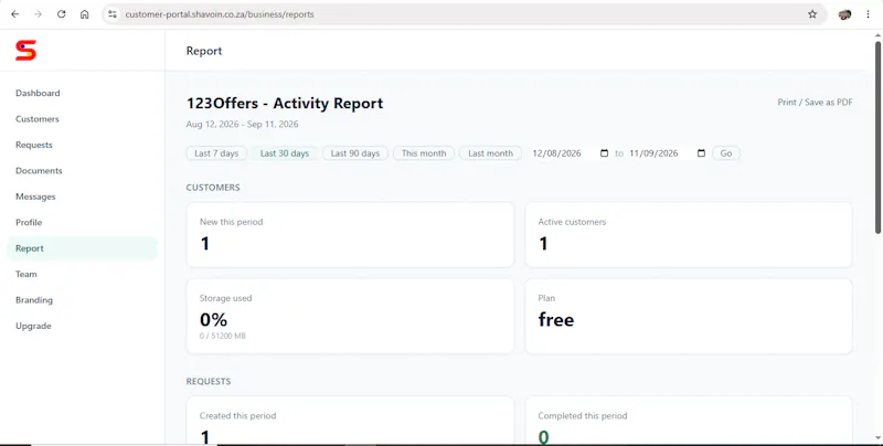 Shavoin Customer Portal screenshot 3